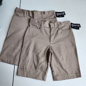 NWT Lot of 2 K-12 Gear Girl's Wrinkle Stain Resistant Khaki School Shorts 12R